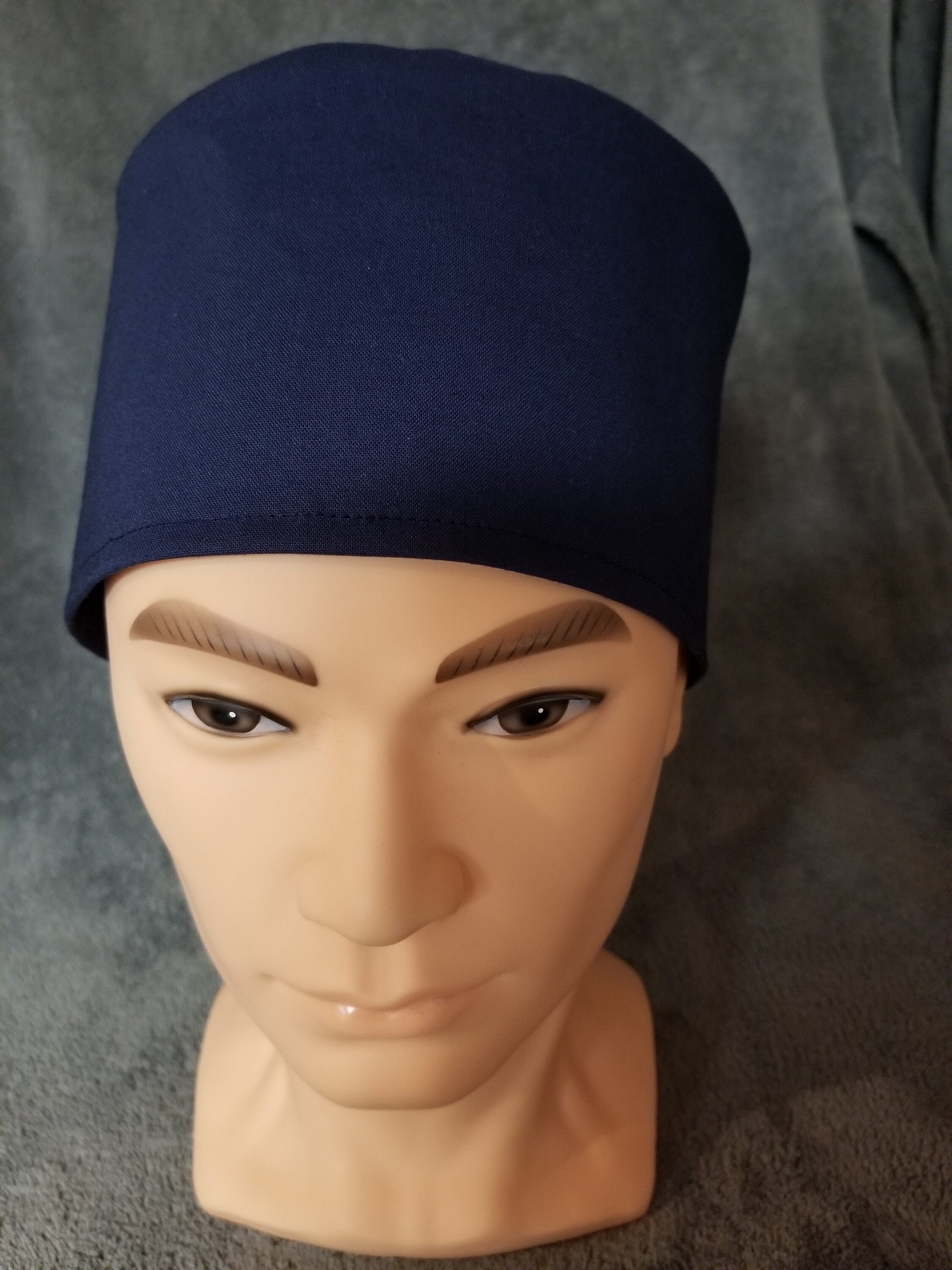 Navy Blue LARGE Scrub Cap Same Top with Hook and Loop Fasteners Ready to Ship.