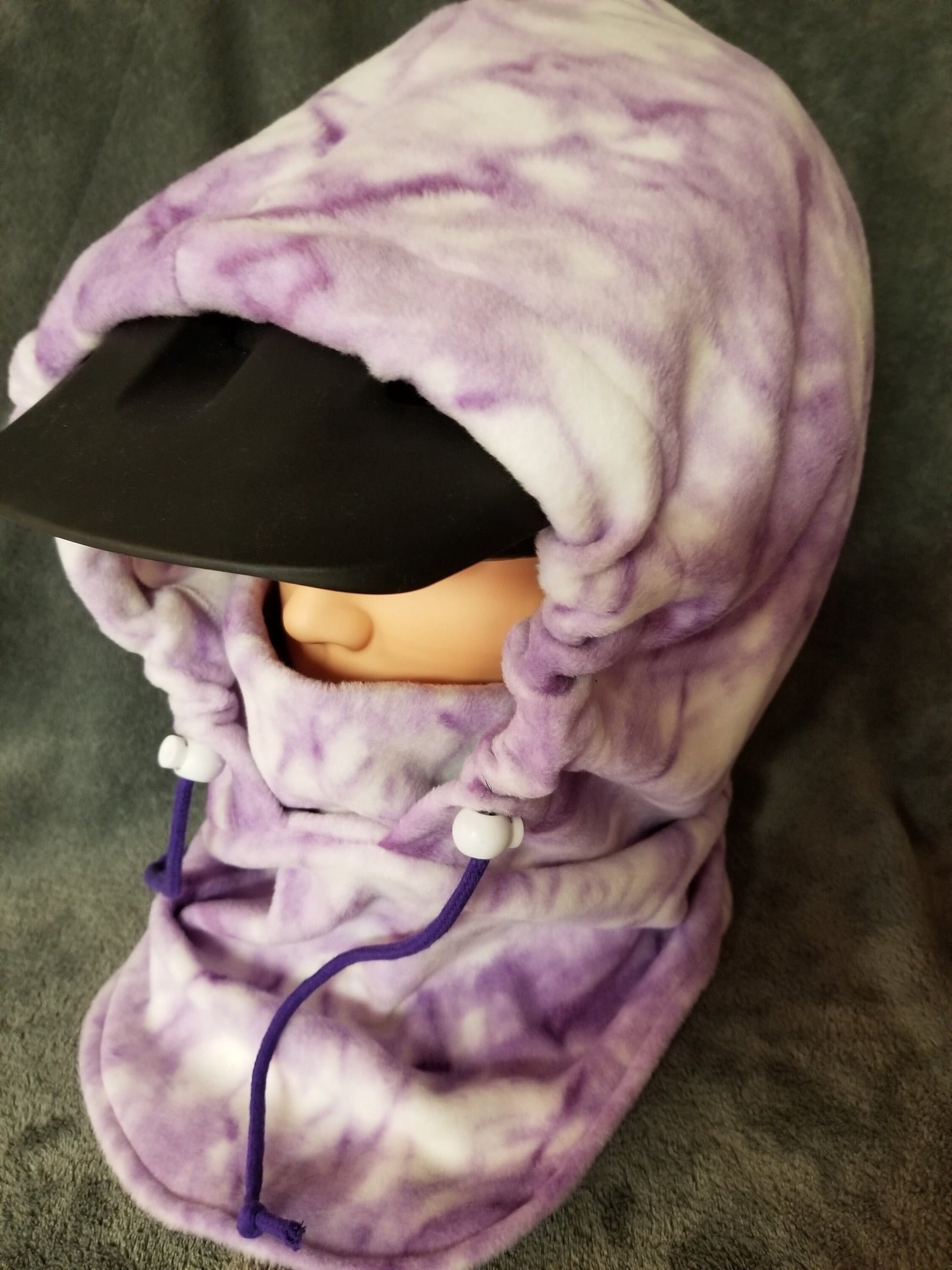 Purple Marble Print Anti Pill Fleece Extra Large Ski Helmet Cover