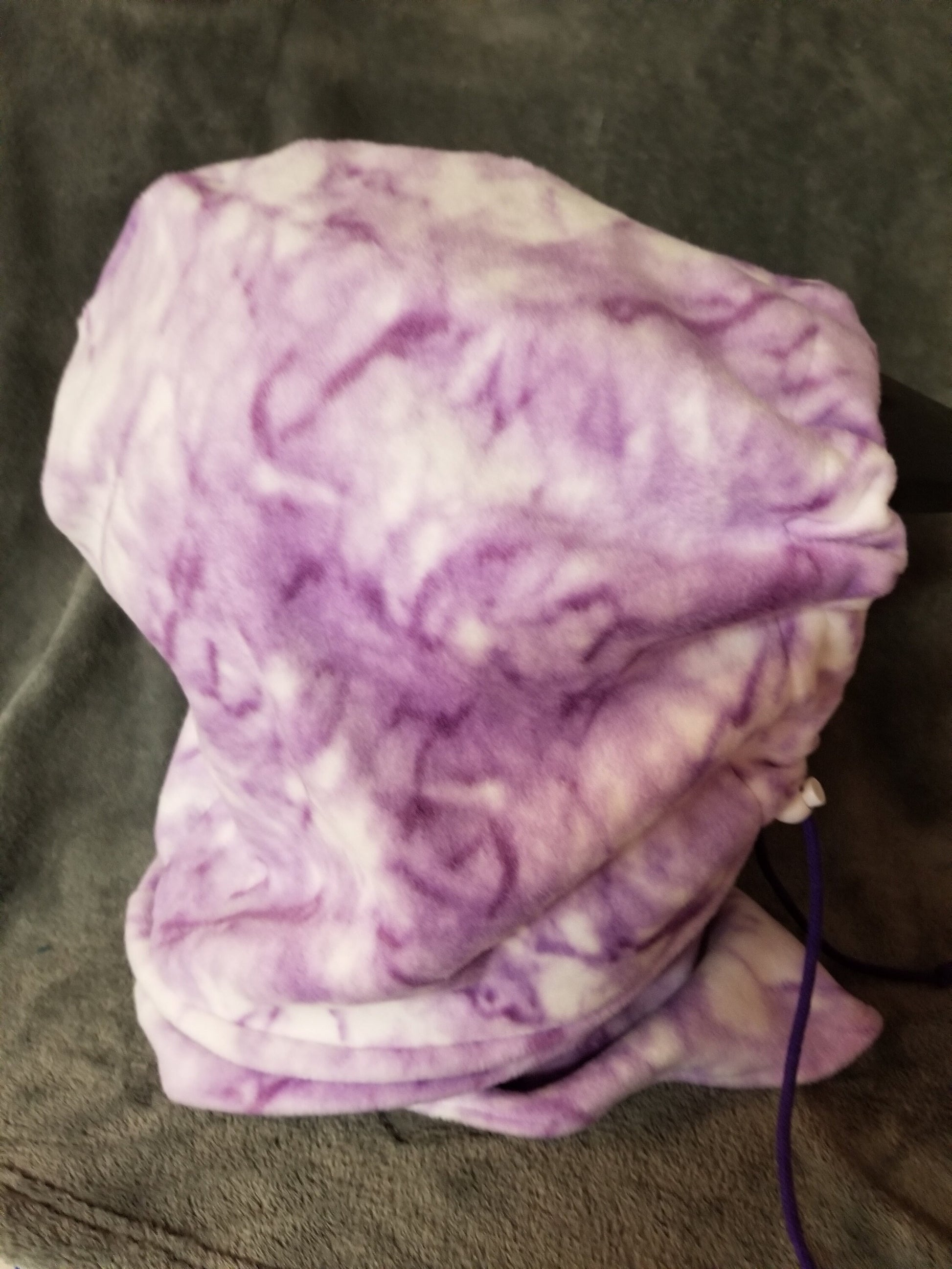 Purple Marble Print Anti Pill Fleece Extra Large Ski Helmet Cover