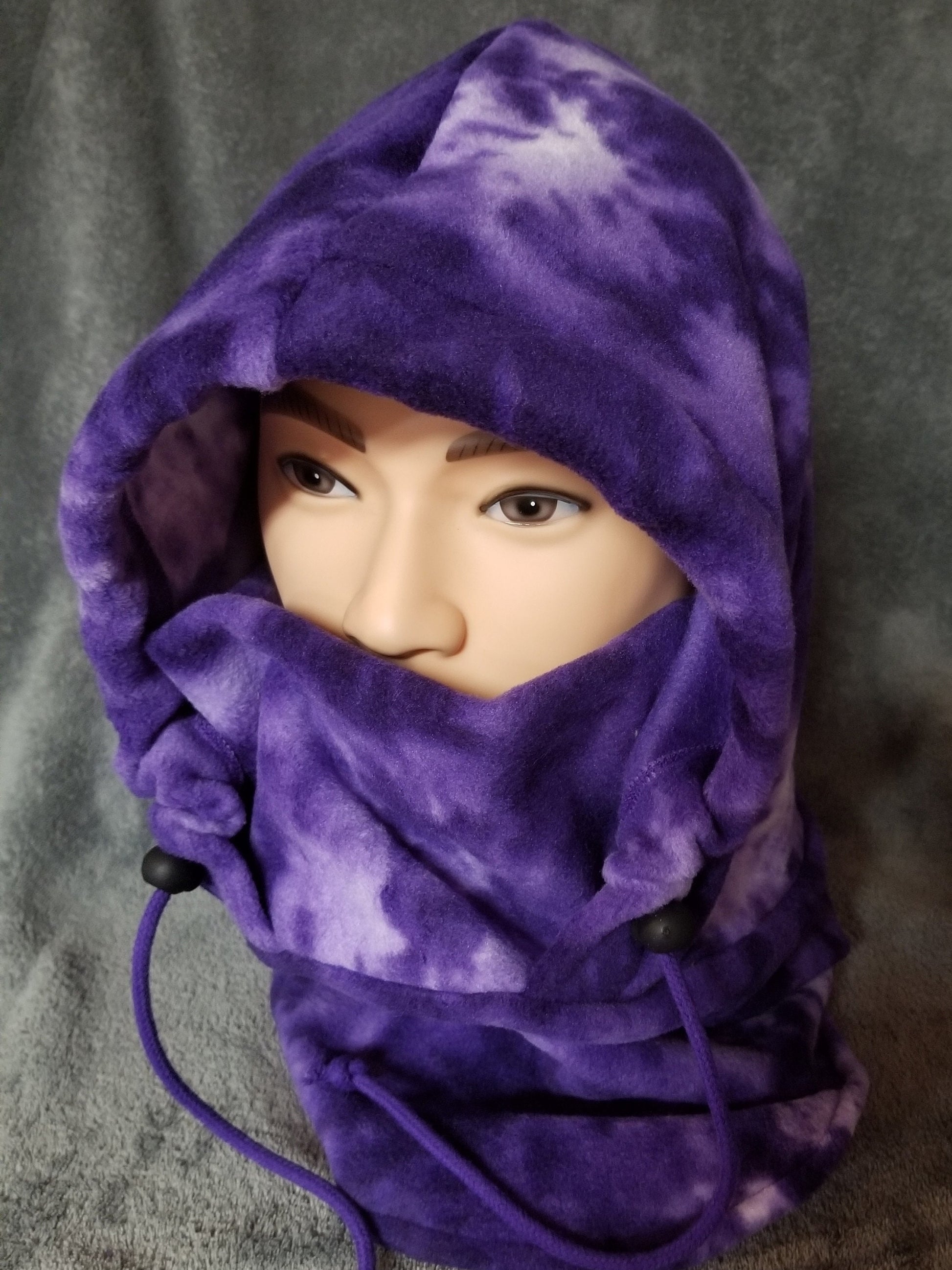 Purple and White Marble Print Anti Pill Fleece Extra Large Ski Helmet Cover