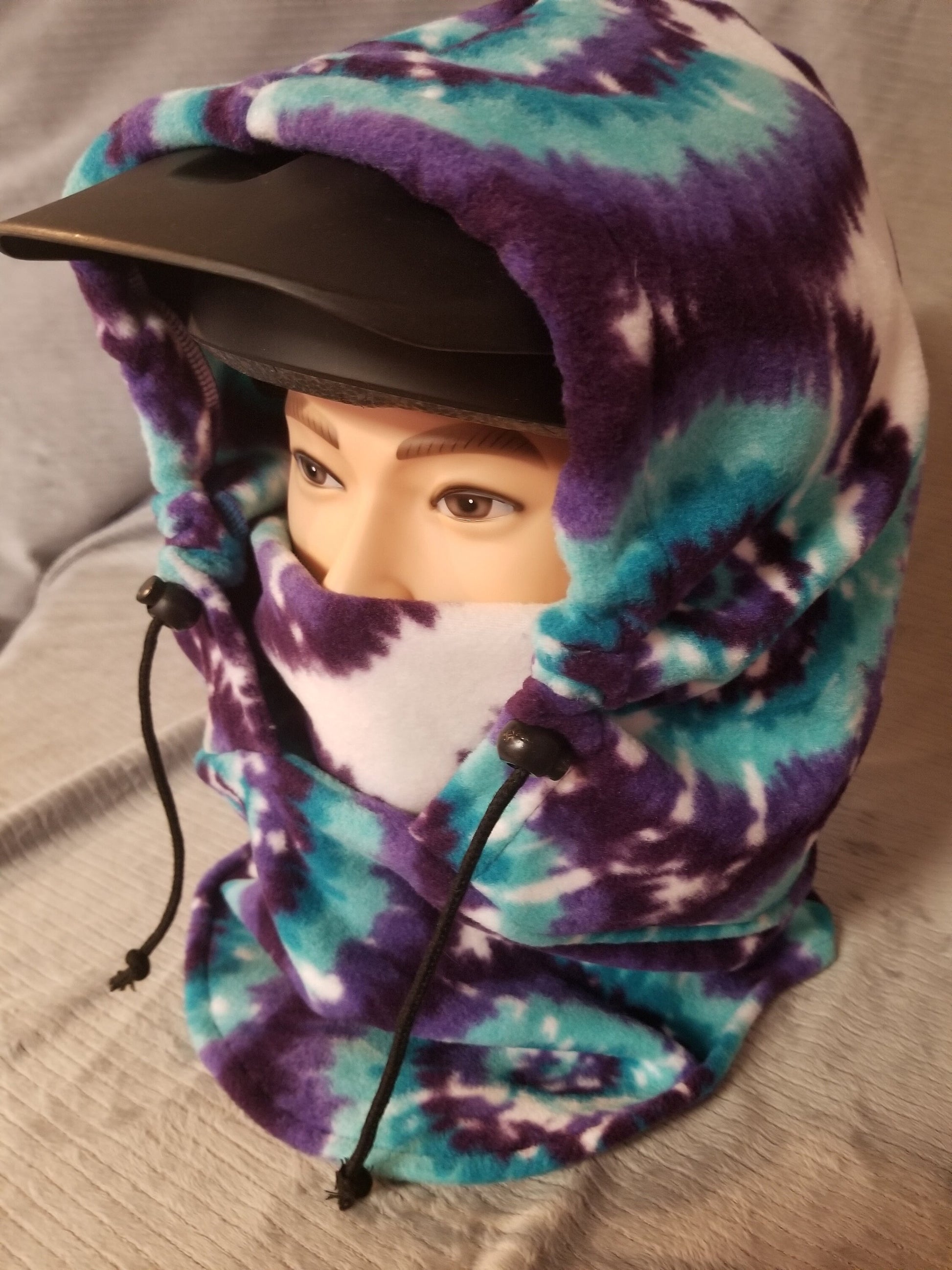 Purple Sunburst Tie Dye Print Anti Pill Fleece Extra Large Ski Helmet Cover