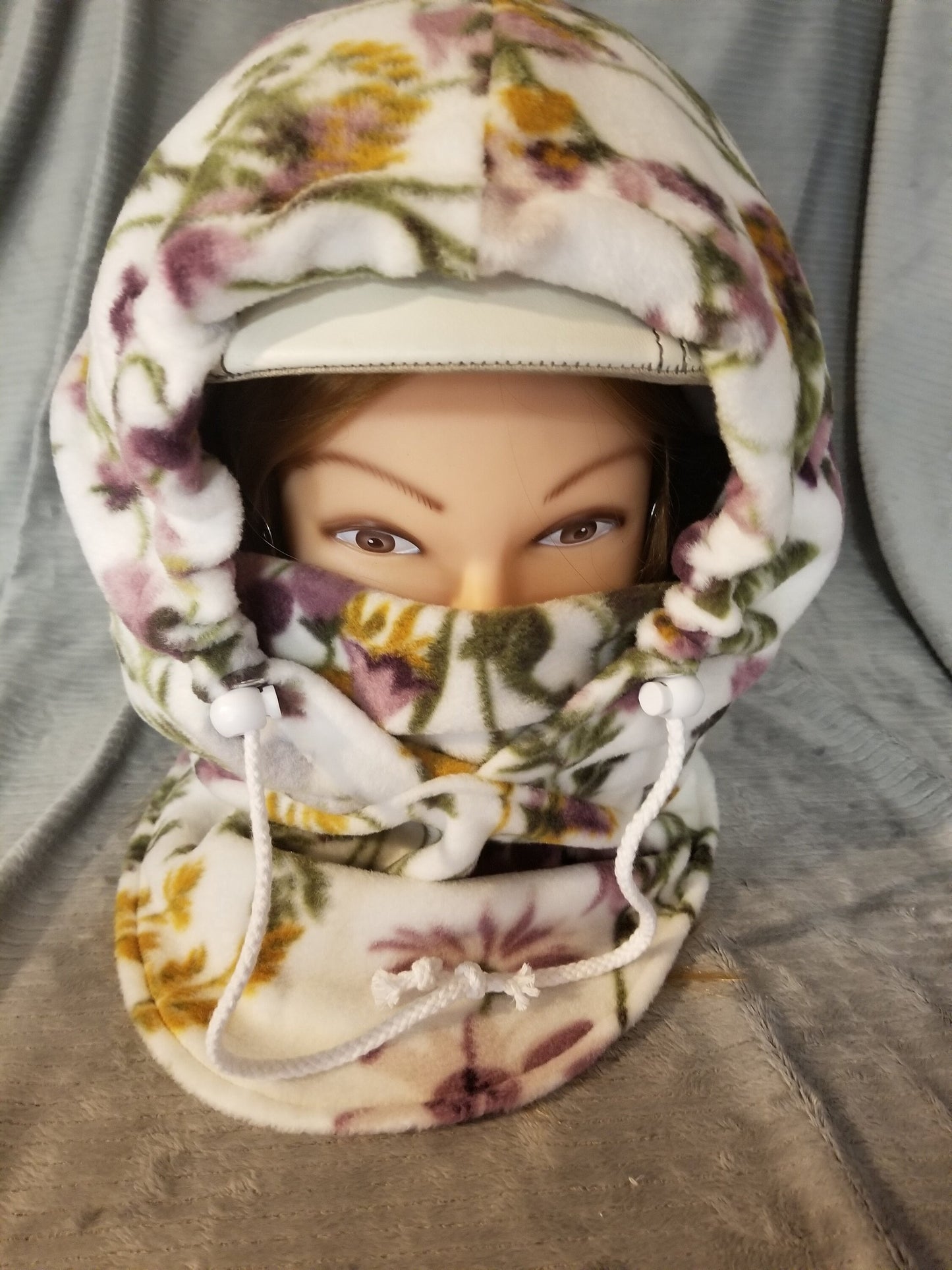 Purple Botanical, Field Flowers Print Anti Pill Extra Large Fleece Ski Helmet Cover