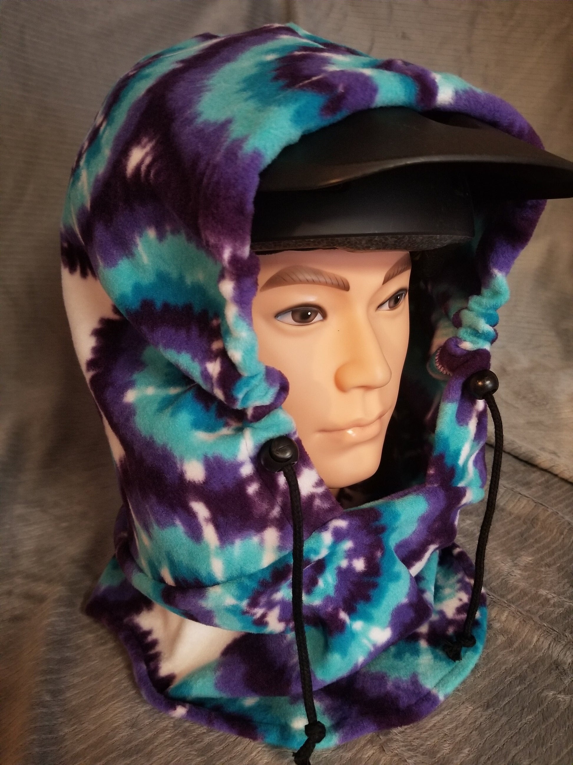 Purple Sunburst Tie Dye Print Anti Pill Fleece Extra Large Ski Helmet Cover