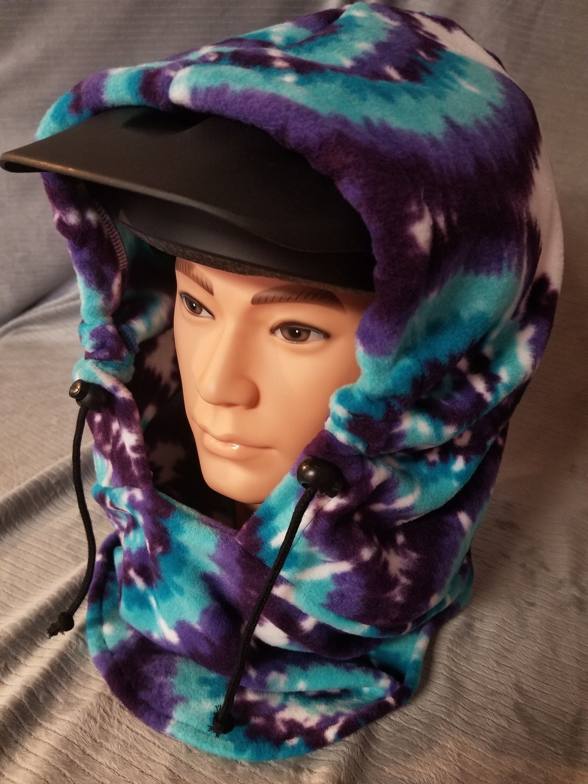 Purple Sunburst Tie Dye Print Anti Pill Fleece Extra Large Ski Helmet Cover