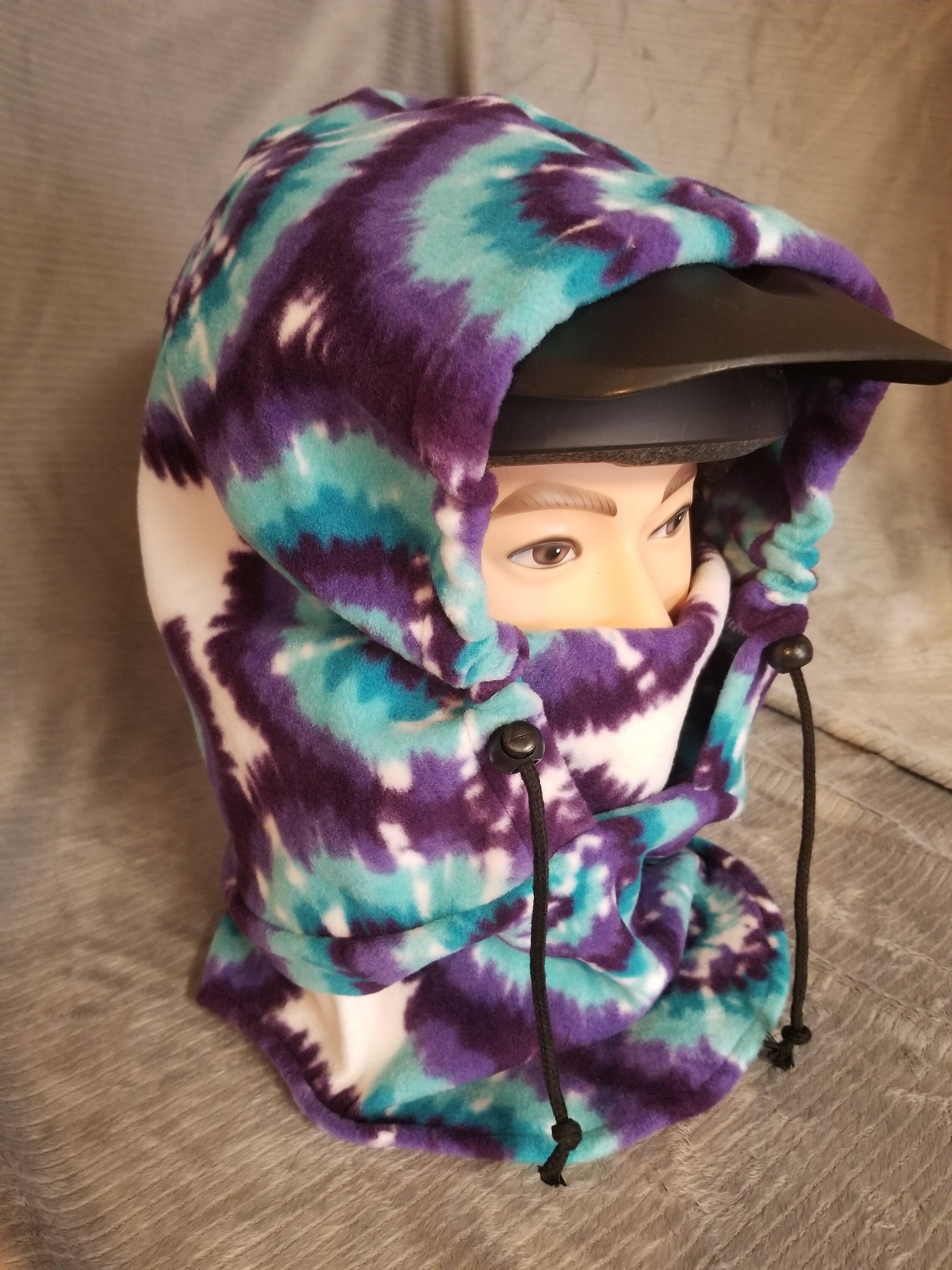 Purple Sunburst Tie Dye Print Anti Pill Fleece Extra Large Ski Helmet Cover