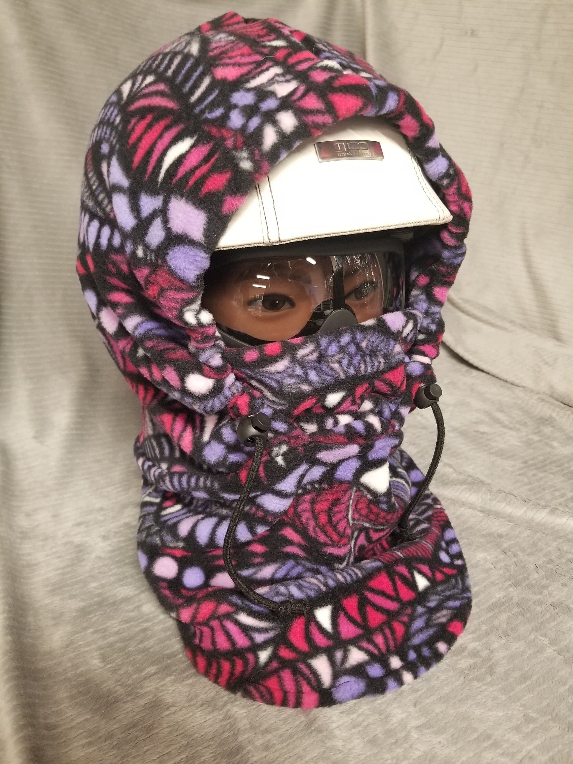 Zentangle Pinks Print Anti Pill Fleece Extra Large Ski Helmet Cover