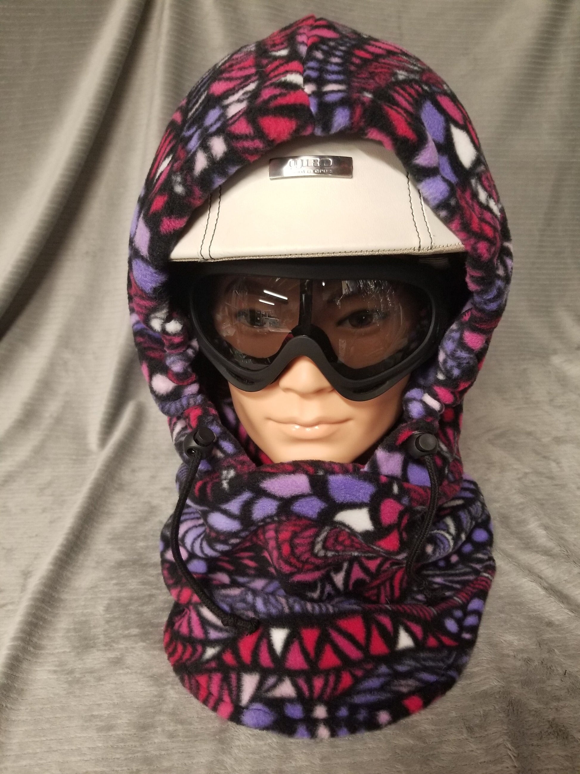 Zentangle Pinks Print Anti Pill Fleece Extra Large Ski Helmet Cover