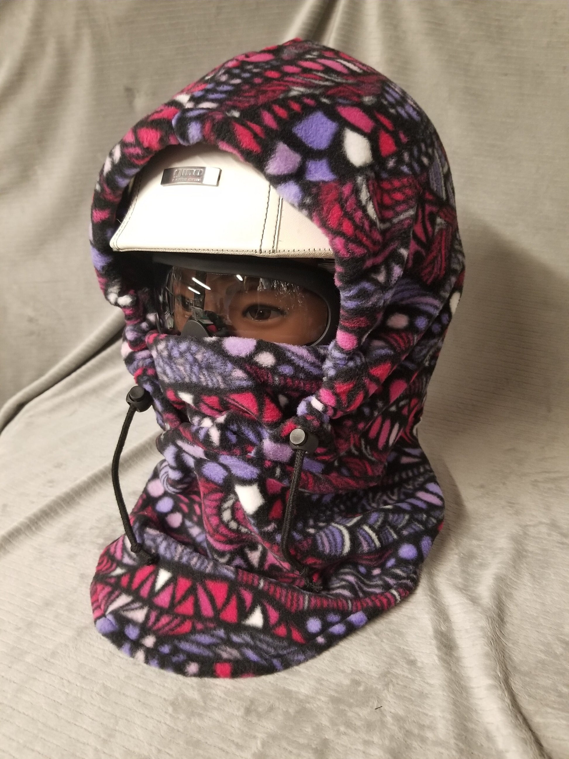 Zentangle Pinks Print Anti Pill Fleece Extra Large Ski Helmet Cover