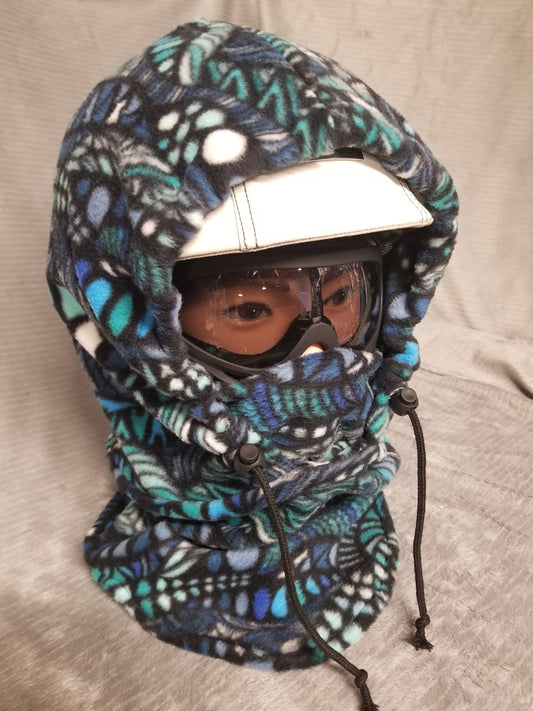 Zentangle Blues Print Anti Pill Fleece Extra Large Ski Helmet Cover