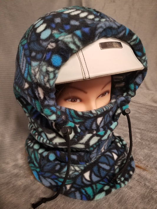 Zentangle Blues Print Anti Pill Fleece Large Ski Helmet Cover