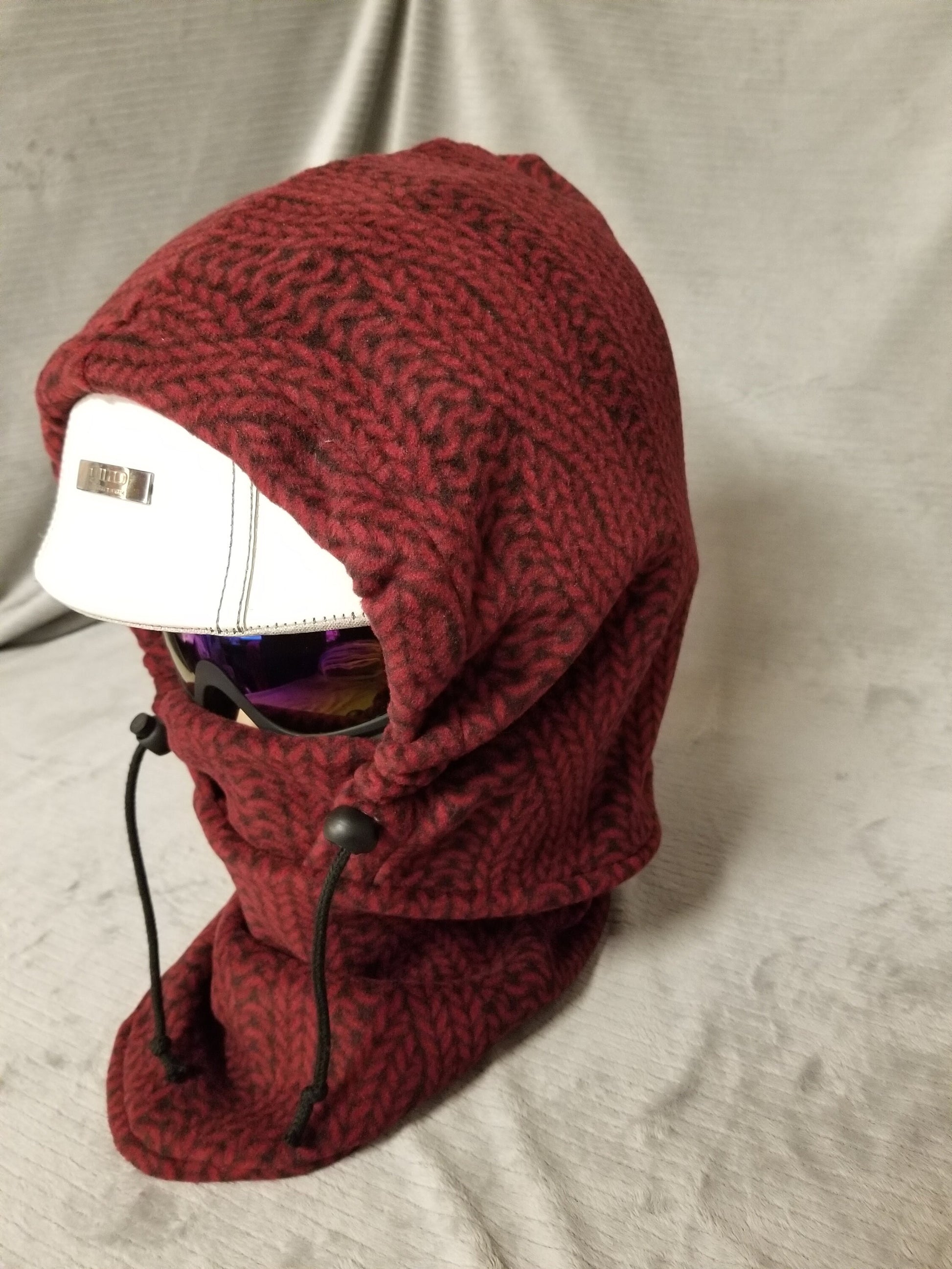 Cable Knit Red/Black Print Anti Pill Fleece Ski Helmet Cover