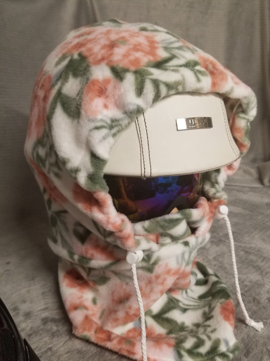 Coral Floral Anti Pill Fleece Ski Helmet Cover