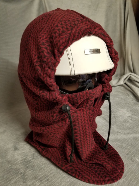 Cable Knit Red/Black Print Anti Pill Extra Large Fleece Ski Helmet Cover