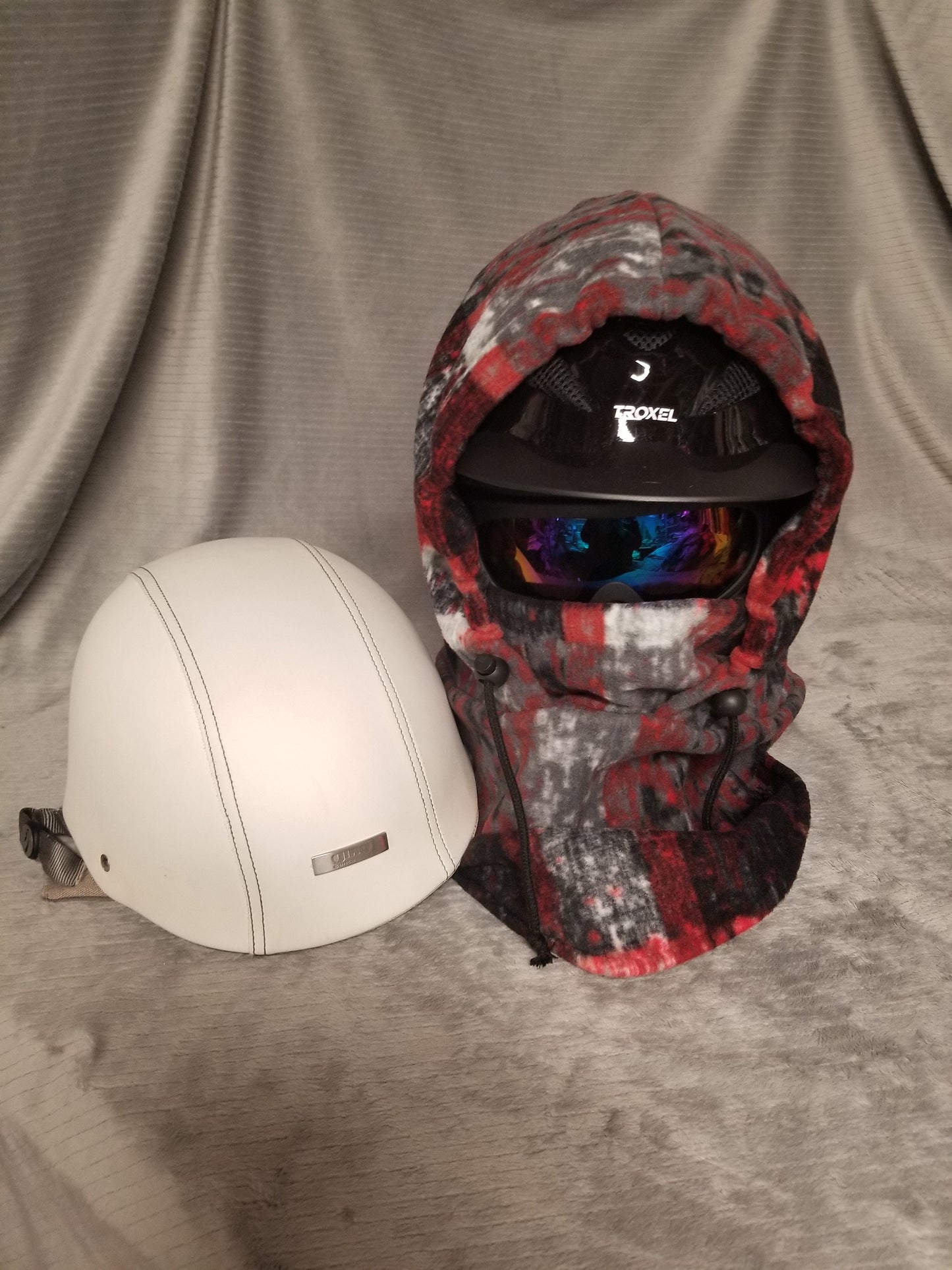 Red/Black/Gray Print Anti Pill Large Fleece Ski Helmet Cover