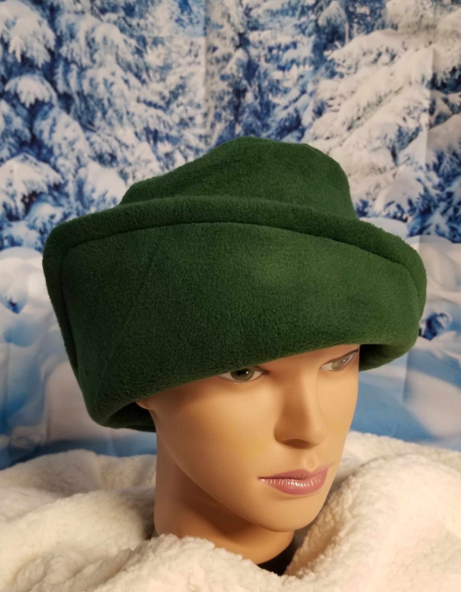 Green Fleece Winter Flapper Hat