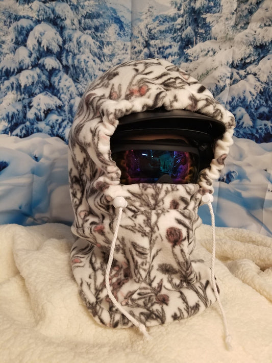 Sketch Field Flowers Print Anti Pill Large Fleece Ski Helmet Cover