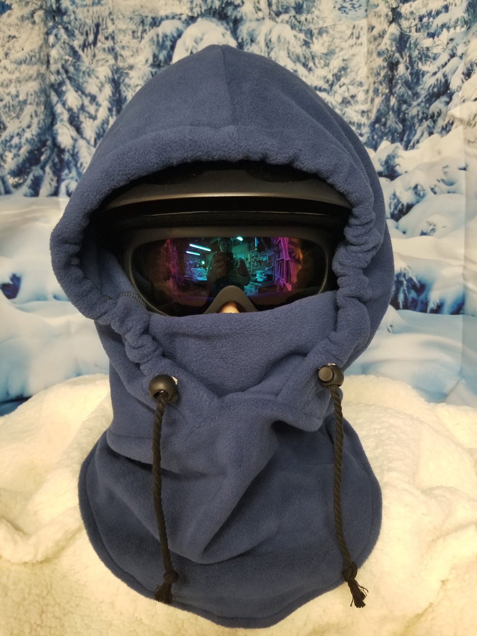 Navy Blue Anti Pill Plush Fleece Large Ski Helmet Cover