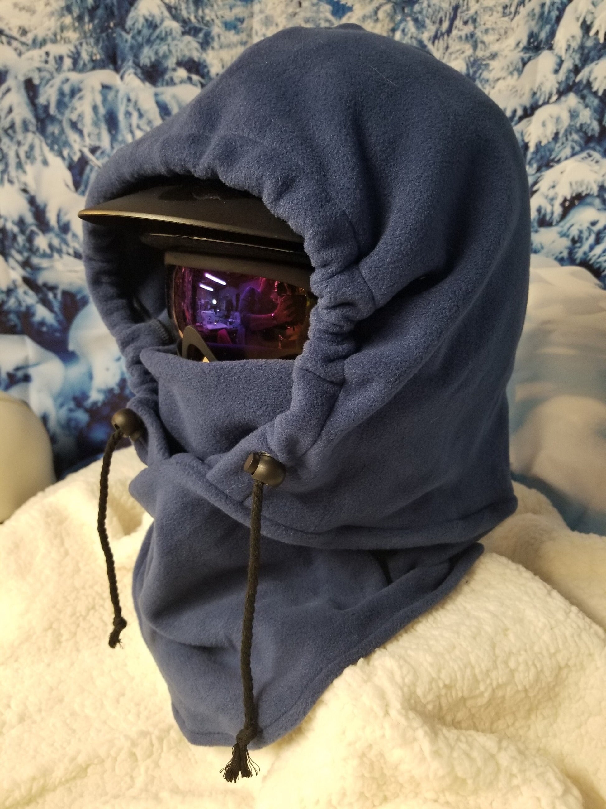 Navy Blue Anti Pill Plush Fleece Large Ski Helmet Cover