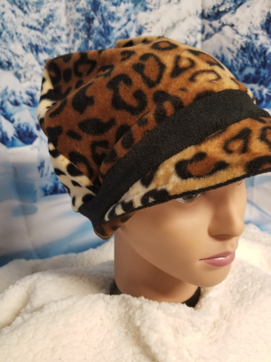 Animal Print Fleece Newsboy Hat