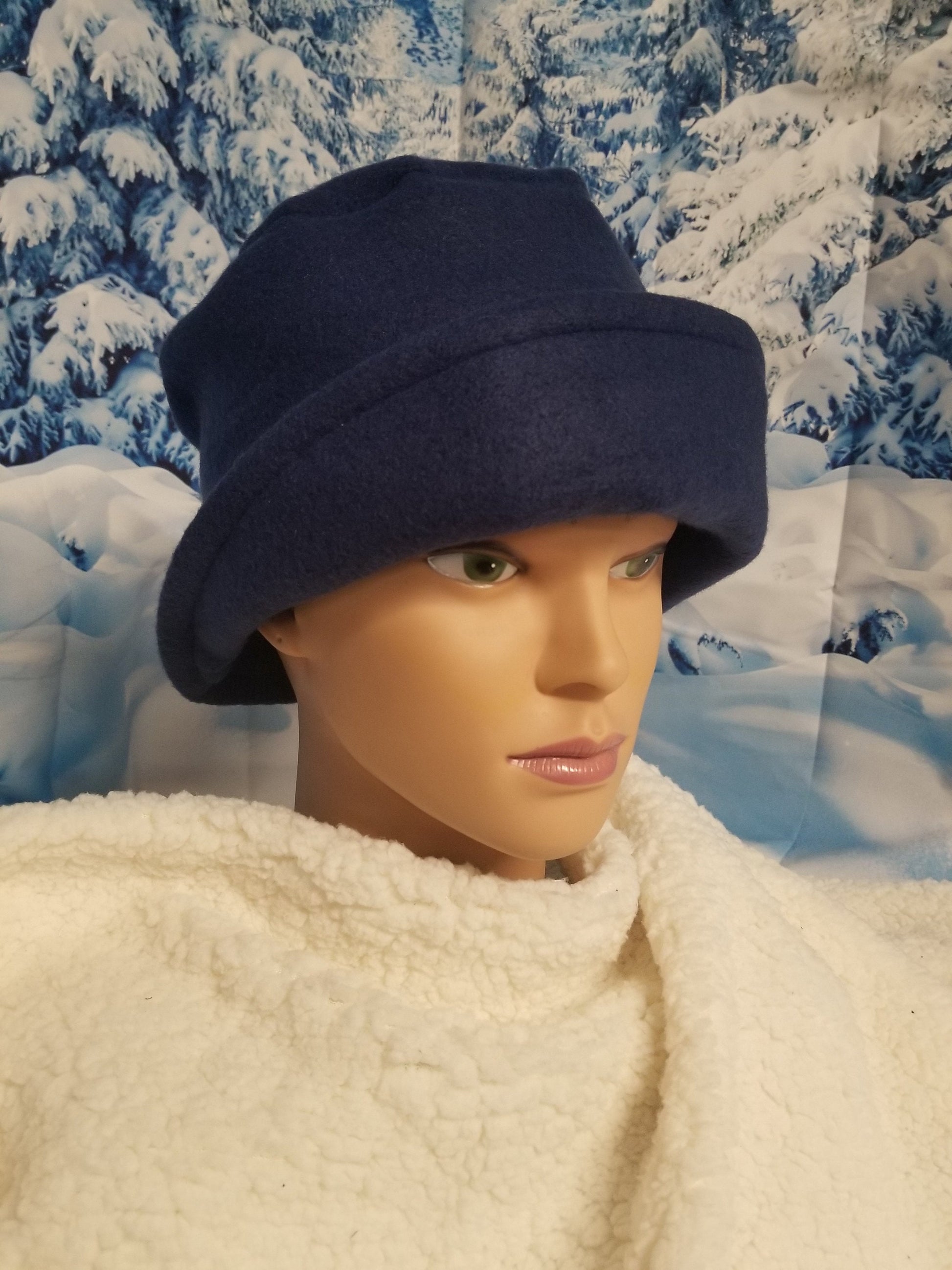 Navy Blue Blizzard Fleece Winter Flapper Hat