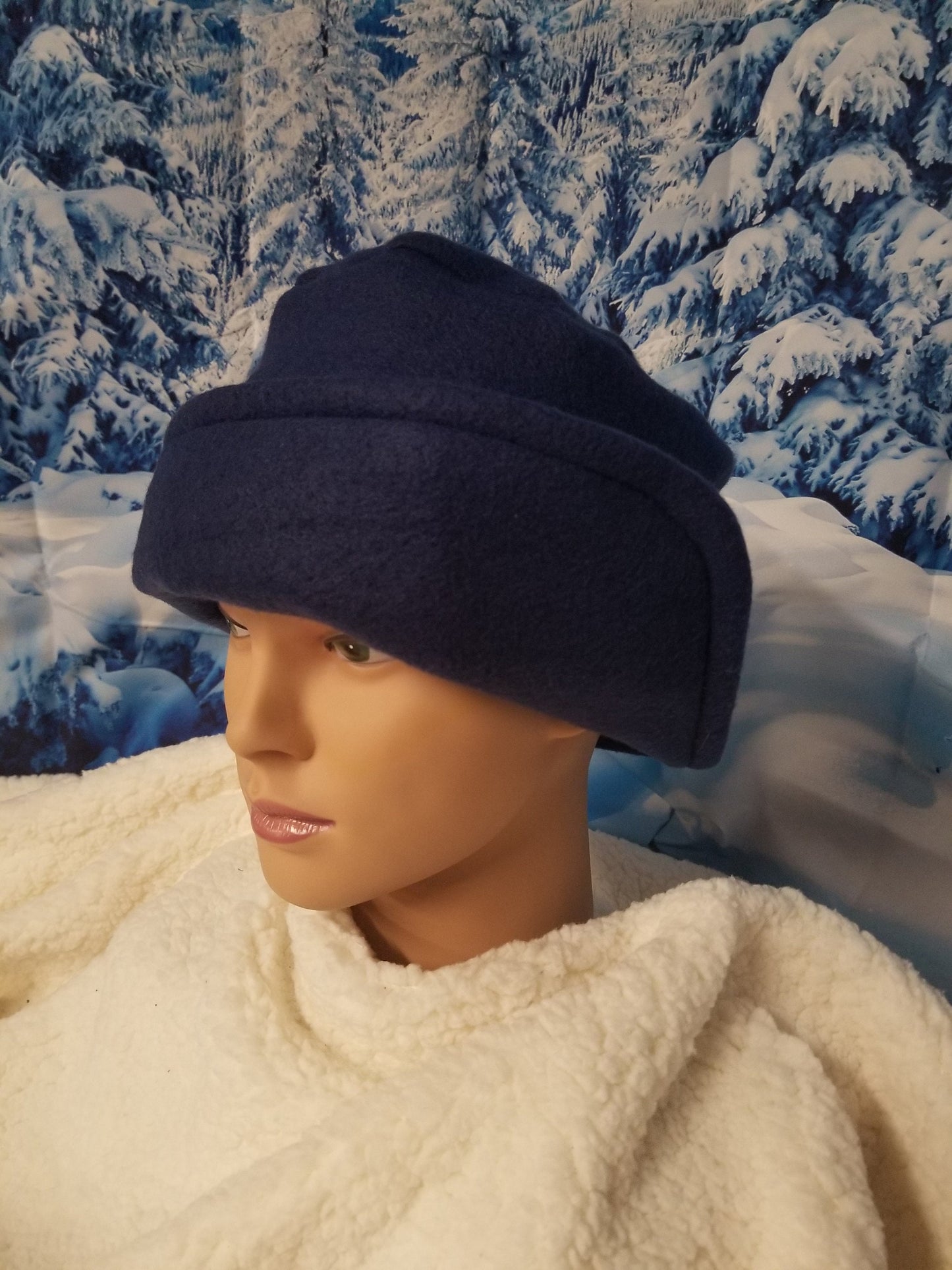 Navy Blue Blizzard Fleece Winter Flapper Hat