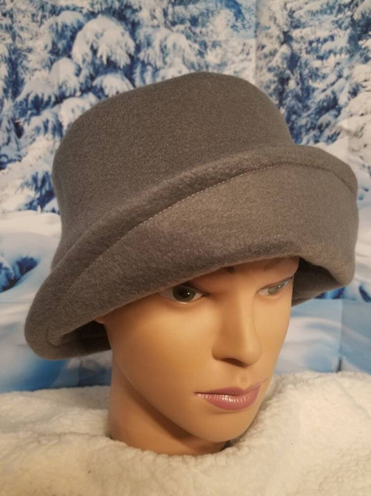 Gray Polar Fleece Winter Flapper Hat
