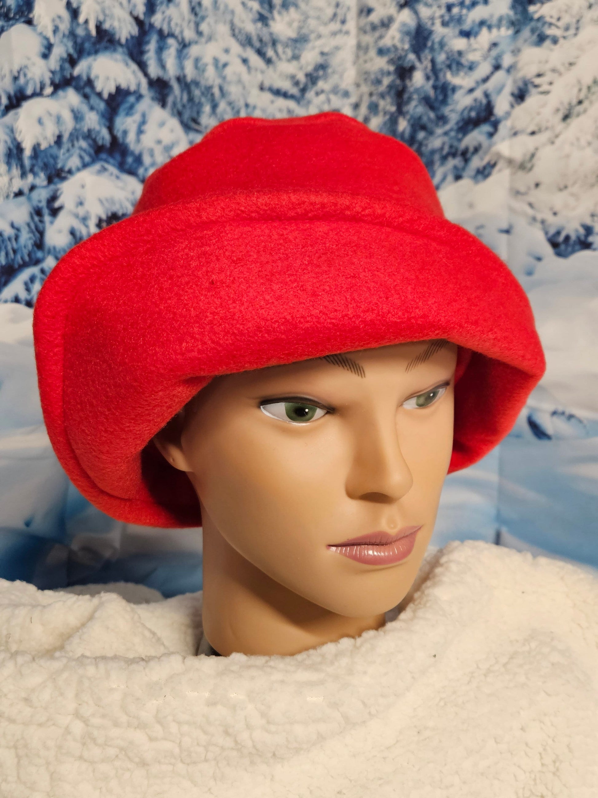 Red Polar Fleece Fleece Winter Flapper Hat