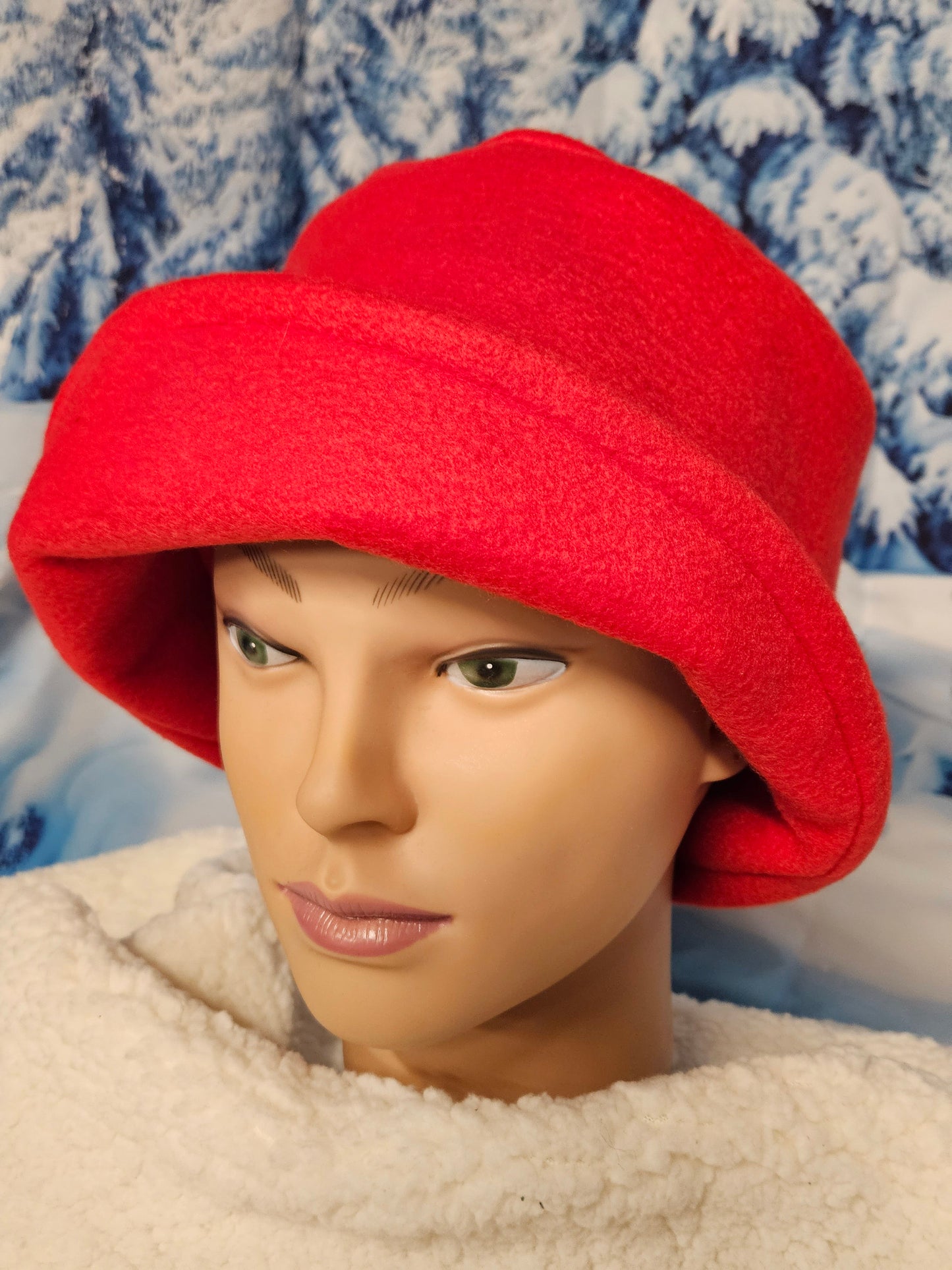 Red Polar Fleece Fleece Winter Flapper Hat