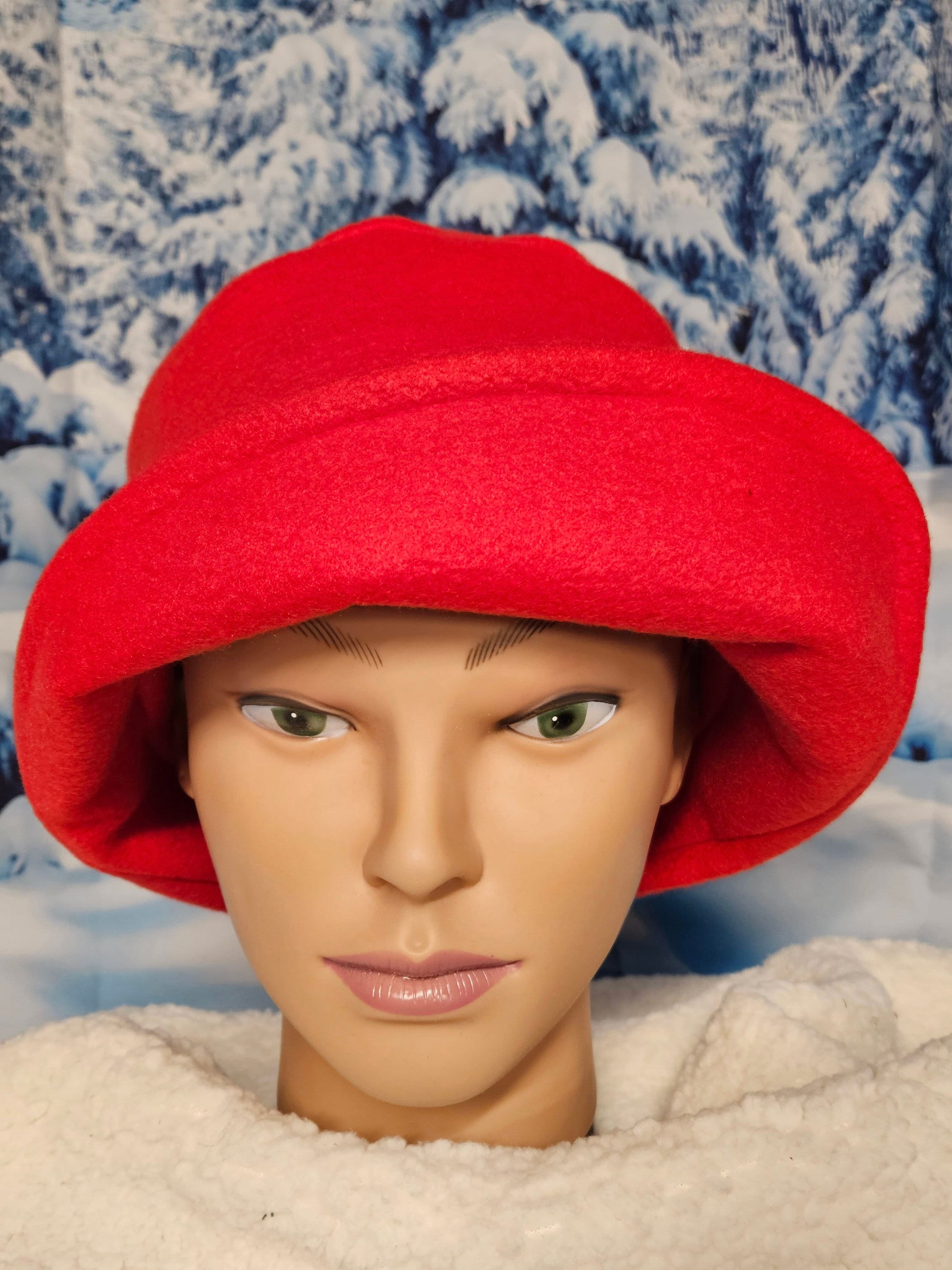 Red Polar Fleece Fleece Winter Flapper Hat