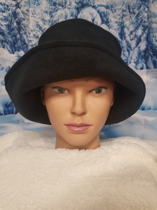 Black Anti Pill Fleece Winter Flapper Hat