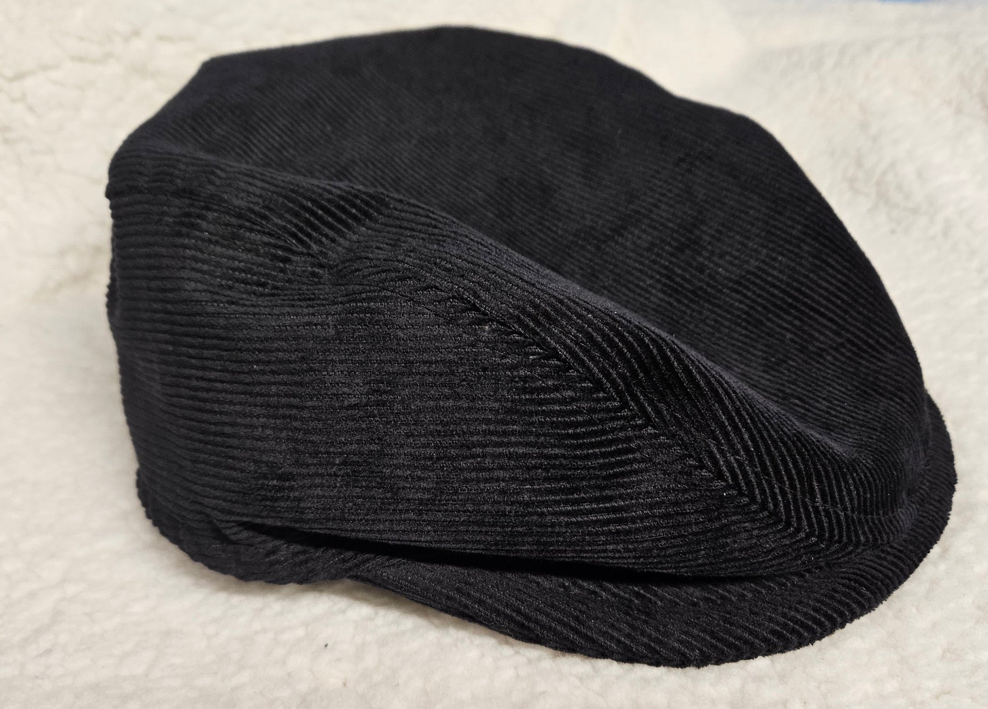 Black Corduroy Flat Cap