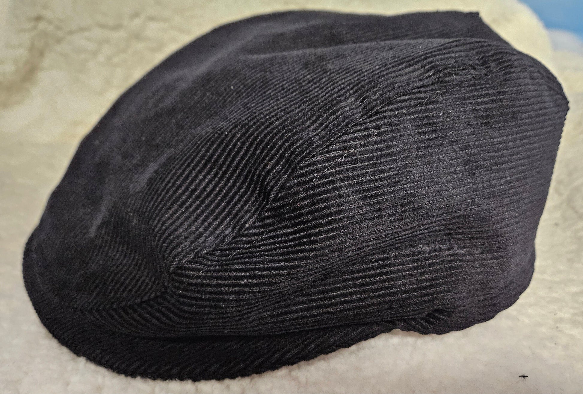 Black Corduroy Flat Cap