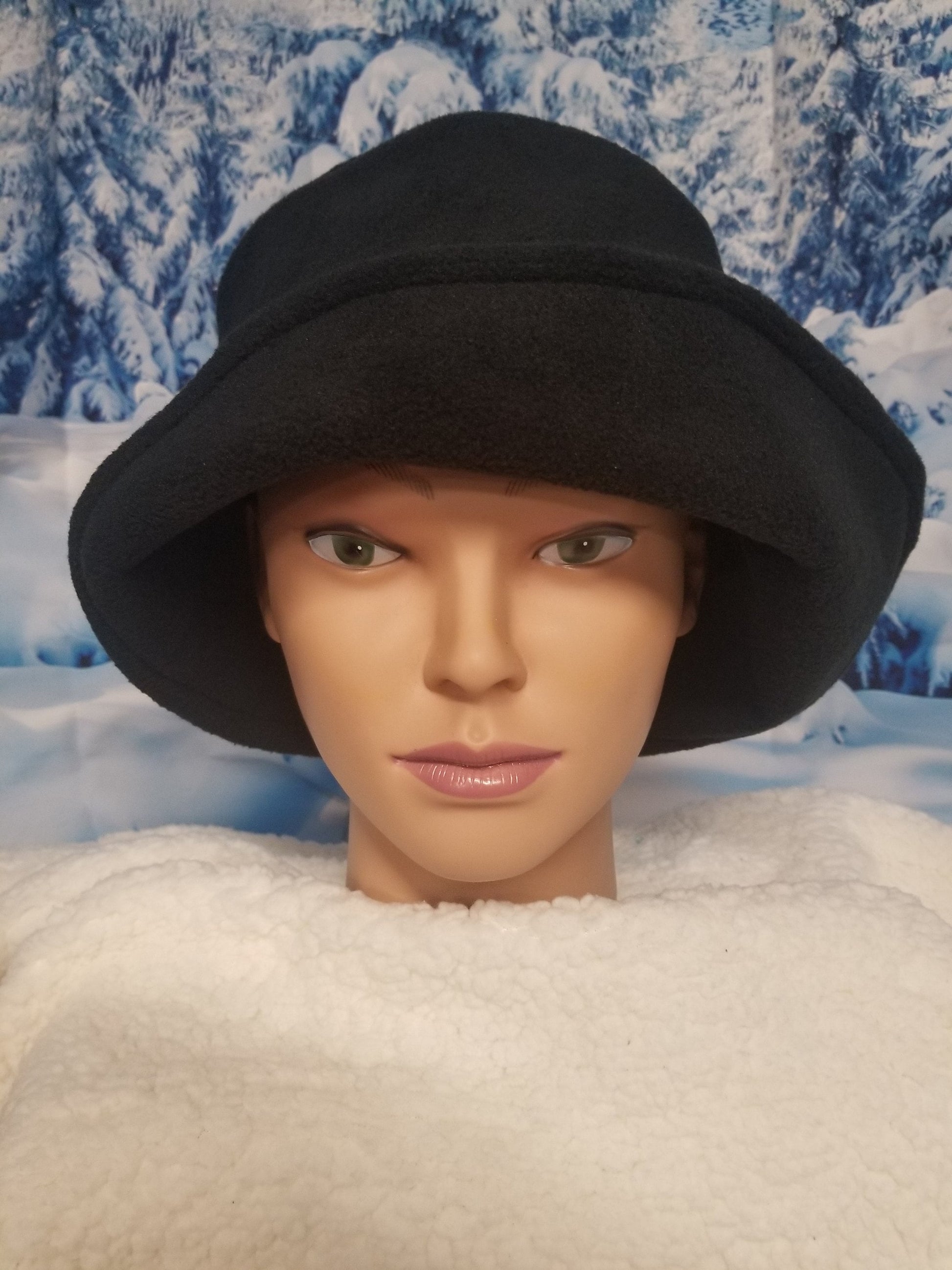 Black Anti Pill Fleece Winter Flapper Hat