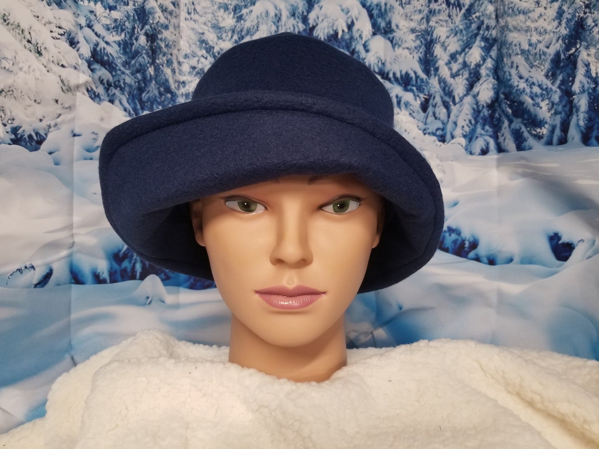 Navy Blue Blizzard Fleece Winter Flapper Hat