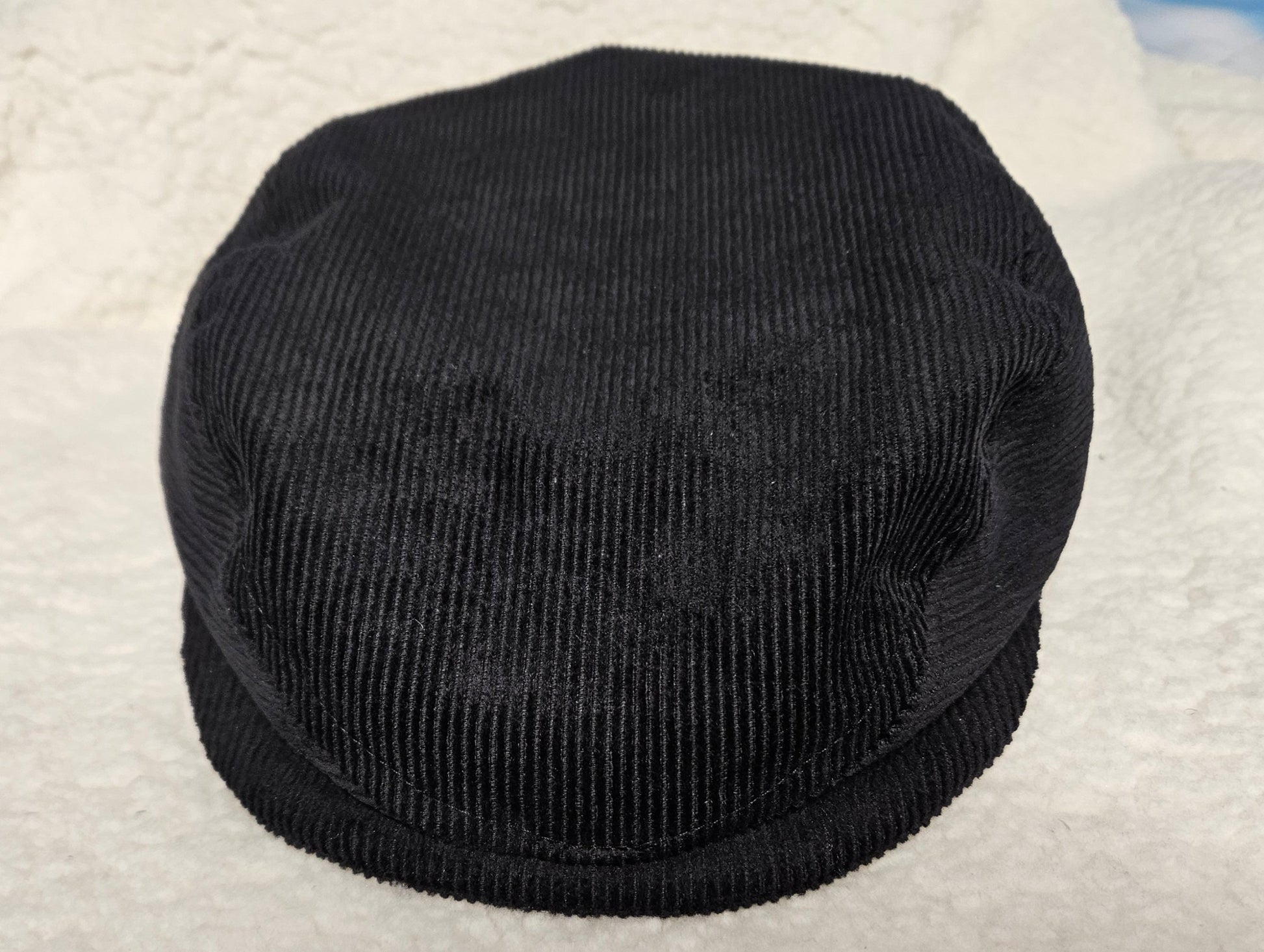 Black Corduroy Flat Cap