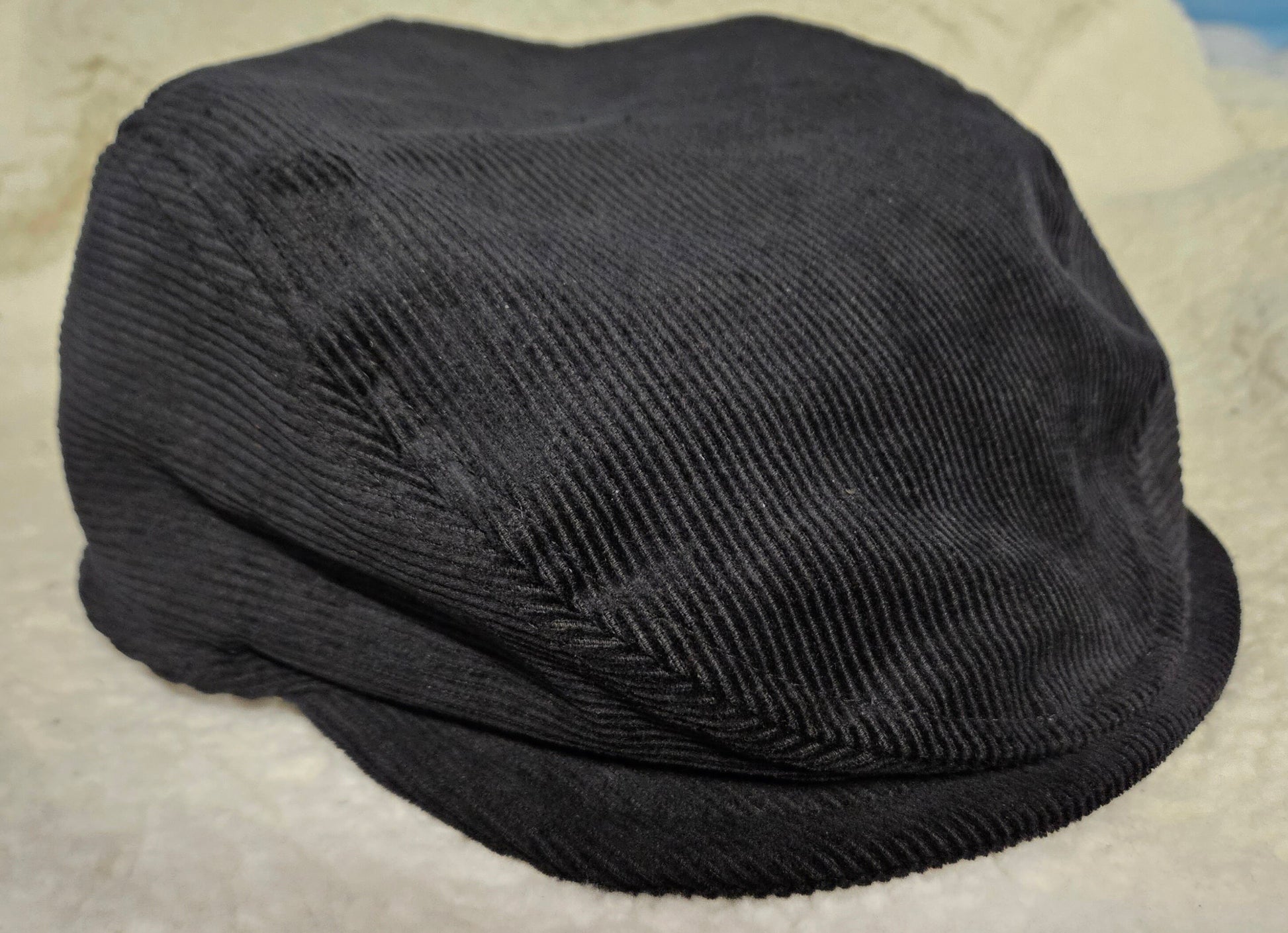 Black Corduroy Flat Cap
