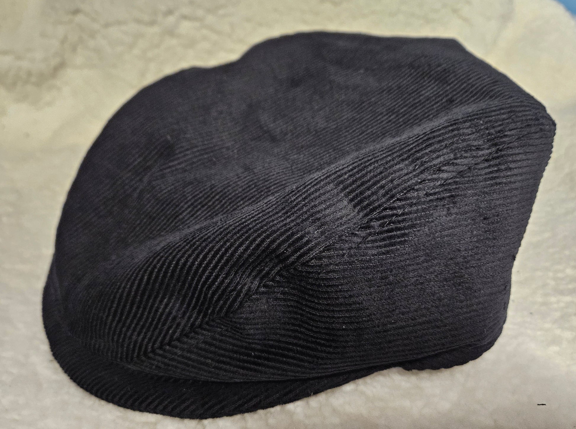 Black Corduroy Flat Cap