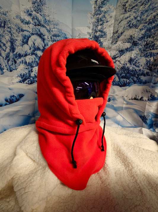 Red Anti Pill Fleece Large Ski Helmet Cover