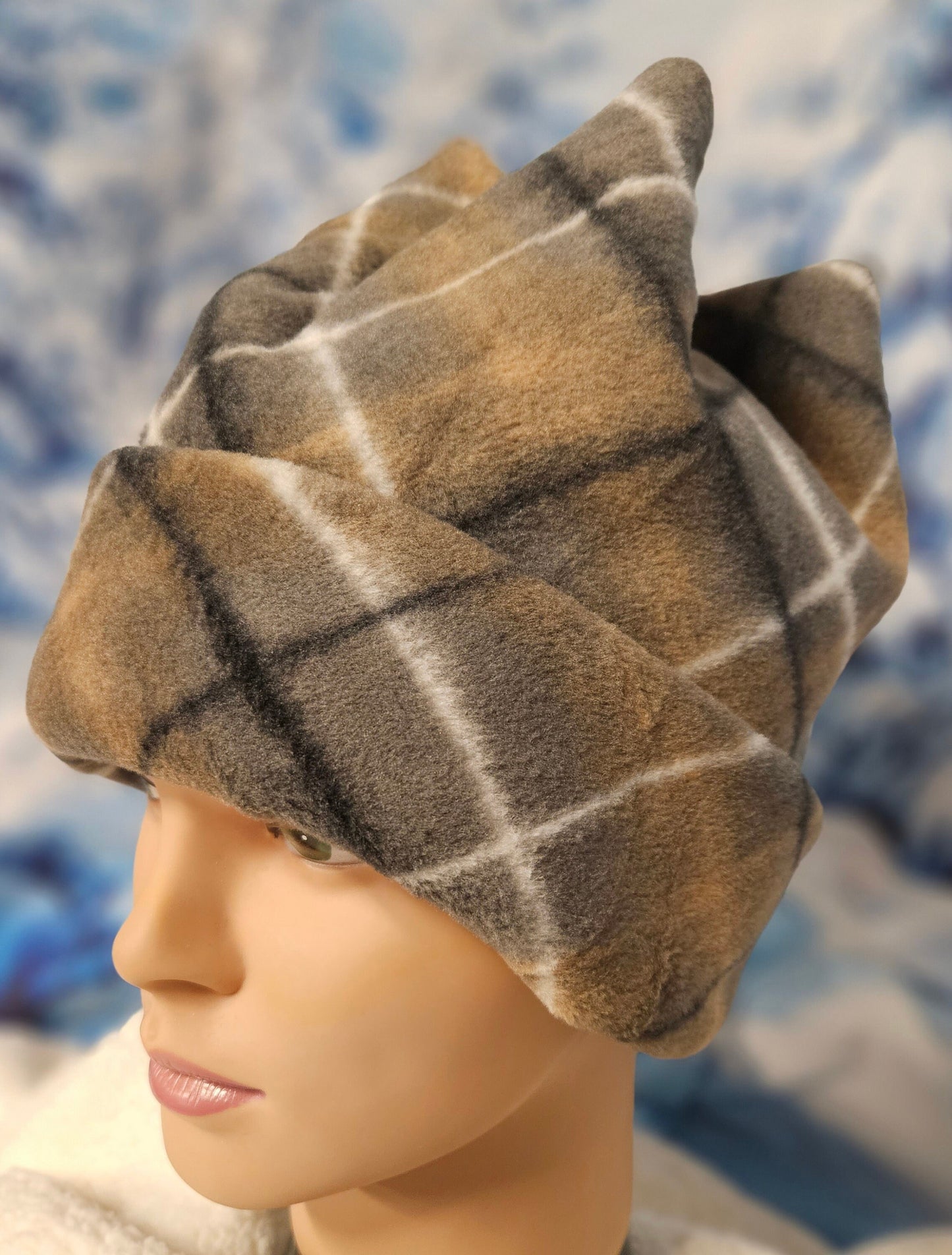 Brown Plaid 4 Point Fleece Winter Retro Hat