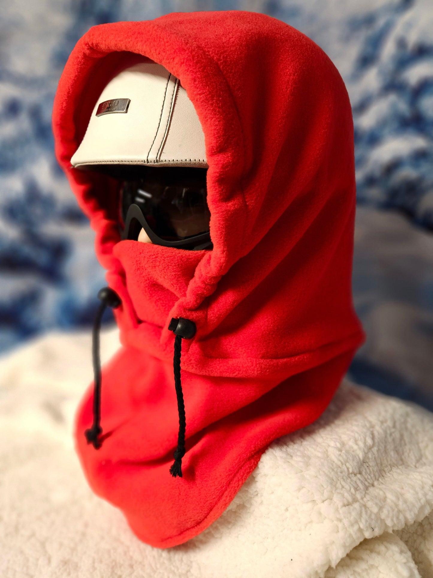 Red Anti Pill Extra Large Fleece Ski Helmet Cover