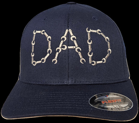 Embroidered DAD Designed in Wrenches Baseball Cap, DAD Embroidered Wrenches Cap, Gifts for Dad, Gifts for Him, Flexfit 5100 twill cap