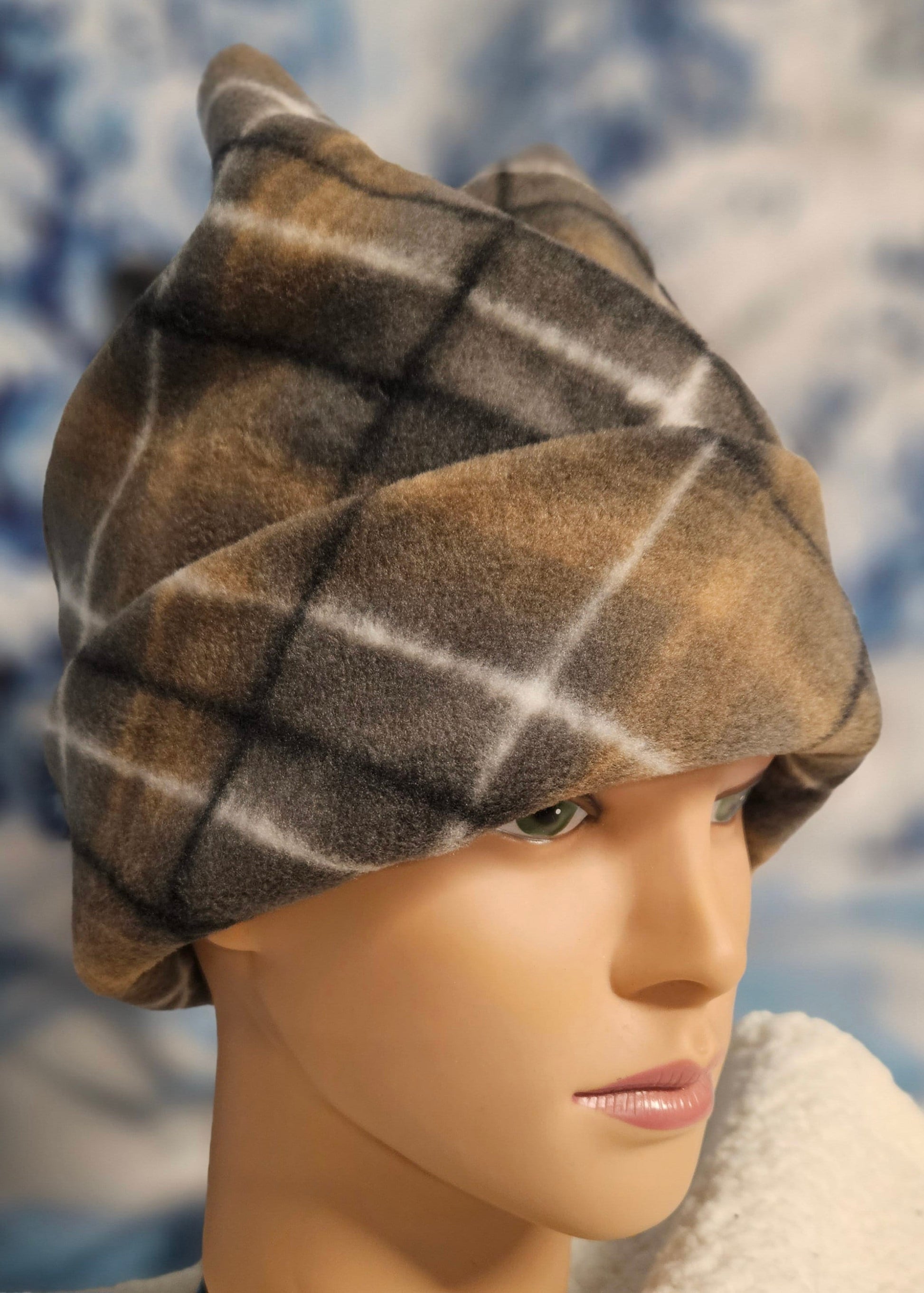 Brown Plaid 4 Point Fleece Winter Retro Hat