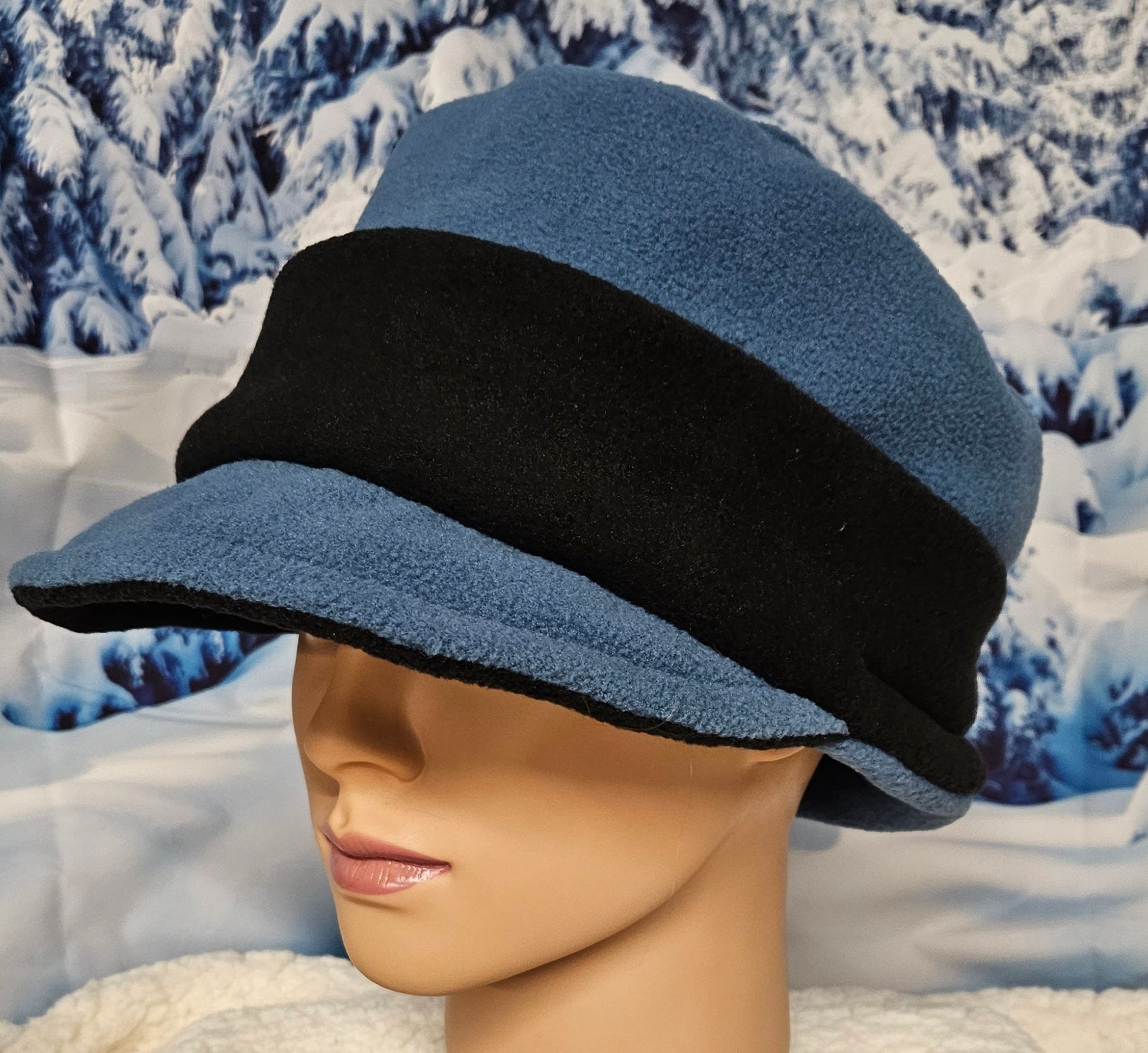 Blue with Black Band Fleece Winter Fashion Hat