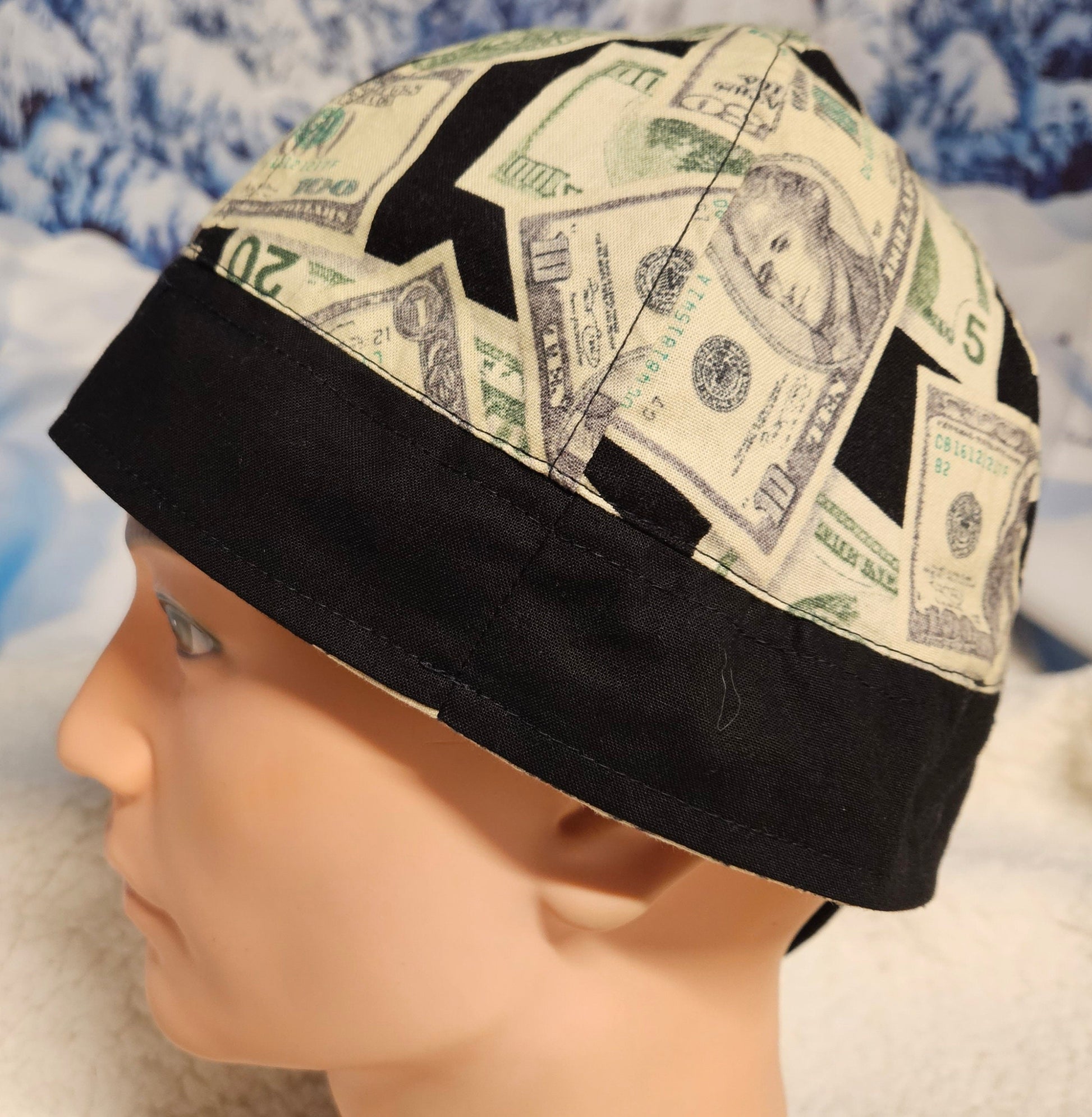 Money Print Reversible Fitted Scrub Cap