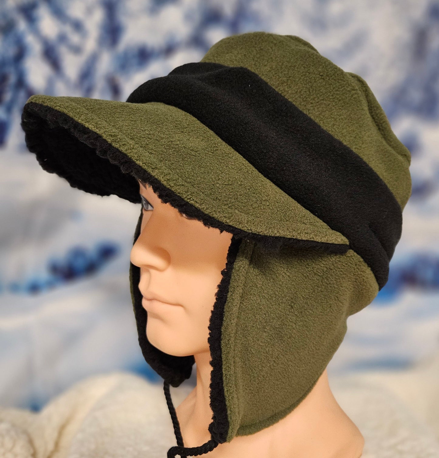 Rifle Green Anti Pill Fleece Aviator Hat with Visor