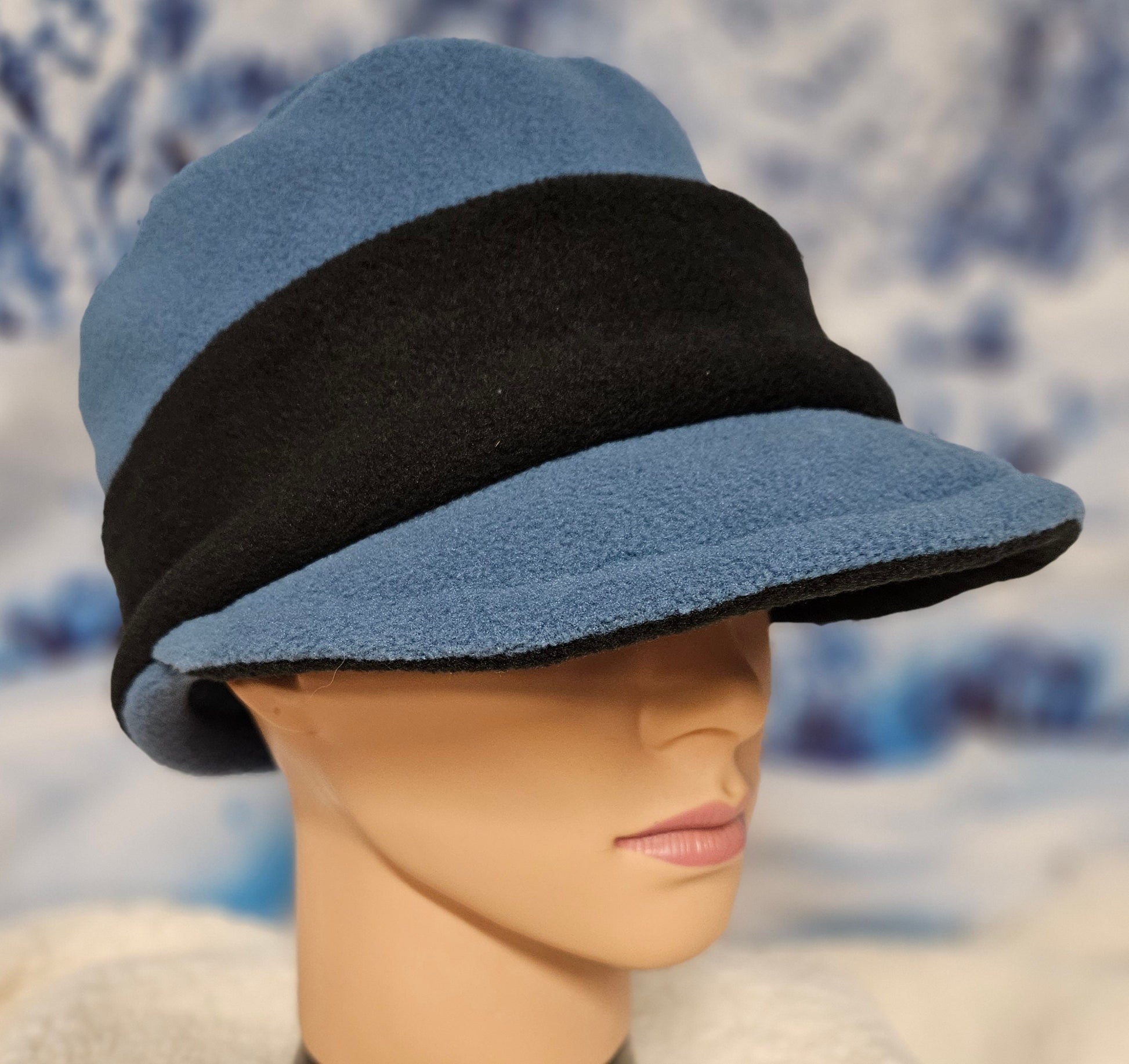 Blue with Black Band Fleece Winter Fashion Hat