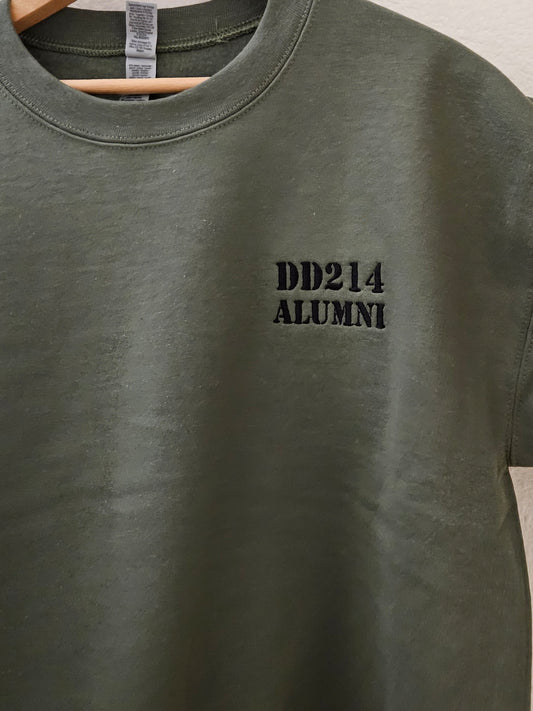 Military Green DD214 ALUMNI Embroidered Long Sleeve T shirt