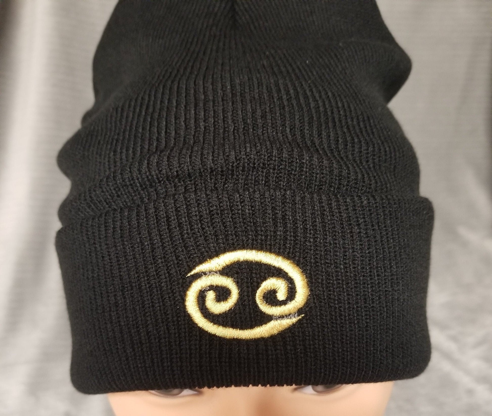 Cancer Zodiac Symbol Embroidered Beanie, Horoscope Beanie, Astrology Beanie, Birthday Beanie