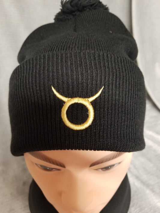 Taurus Zodiac Symbol Embroidered Beanie, Horoscope Beanie, Astrology Beanie, Birthday Beanie