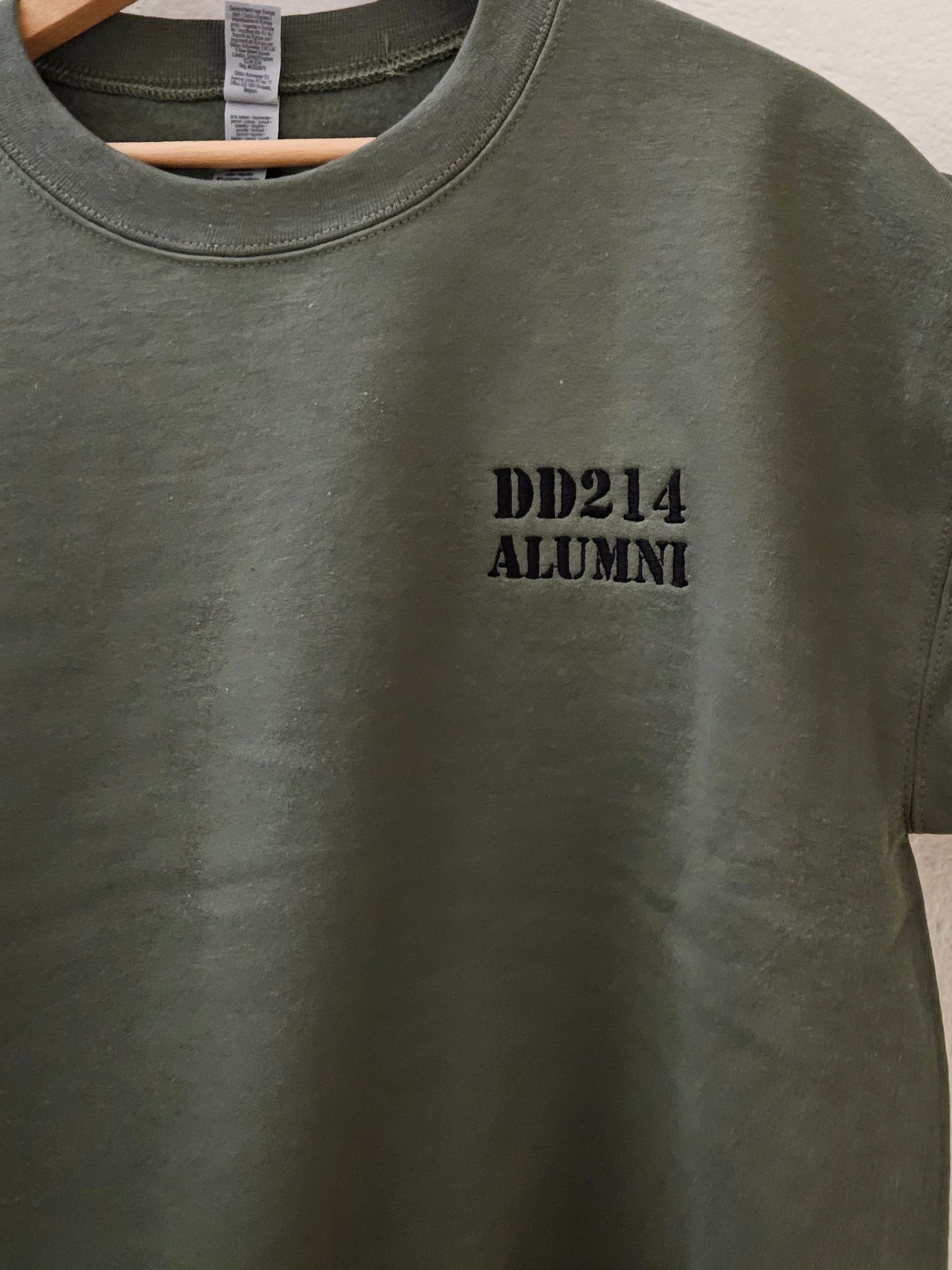 Military Green DD 214 Alumni Embroidered Sweatshirt